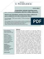 Relación Entre Materialismo, Actitudes Hacia El Dinero, Influencia de Pares y Satisfacción Con La Vida en Adolescentes