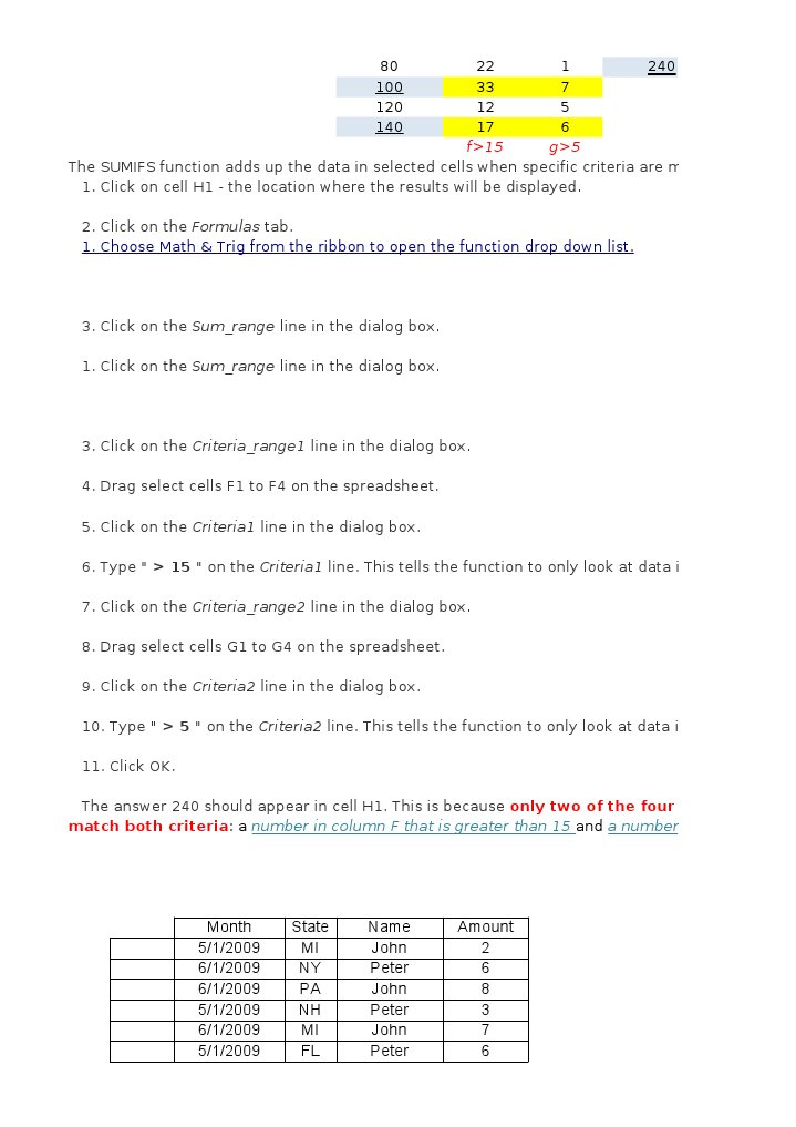 Using SUMIFS for Conditional Sums | PDF