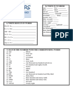 Ordinal and Cardinal Numbers Worksheet