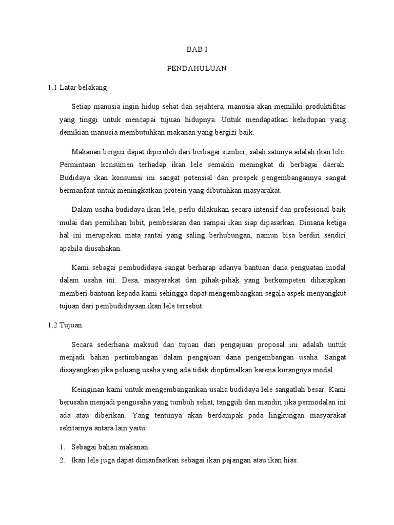 Proposal Budidaya Ikan Lele