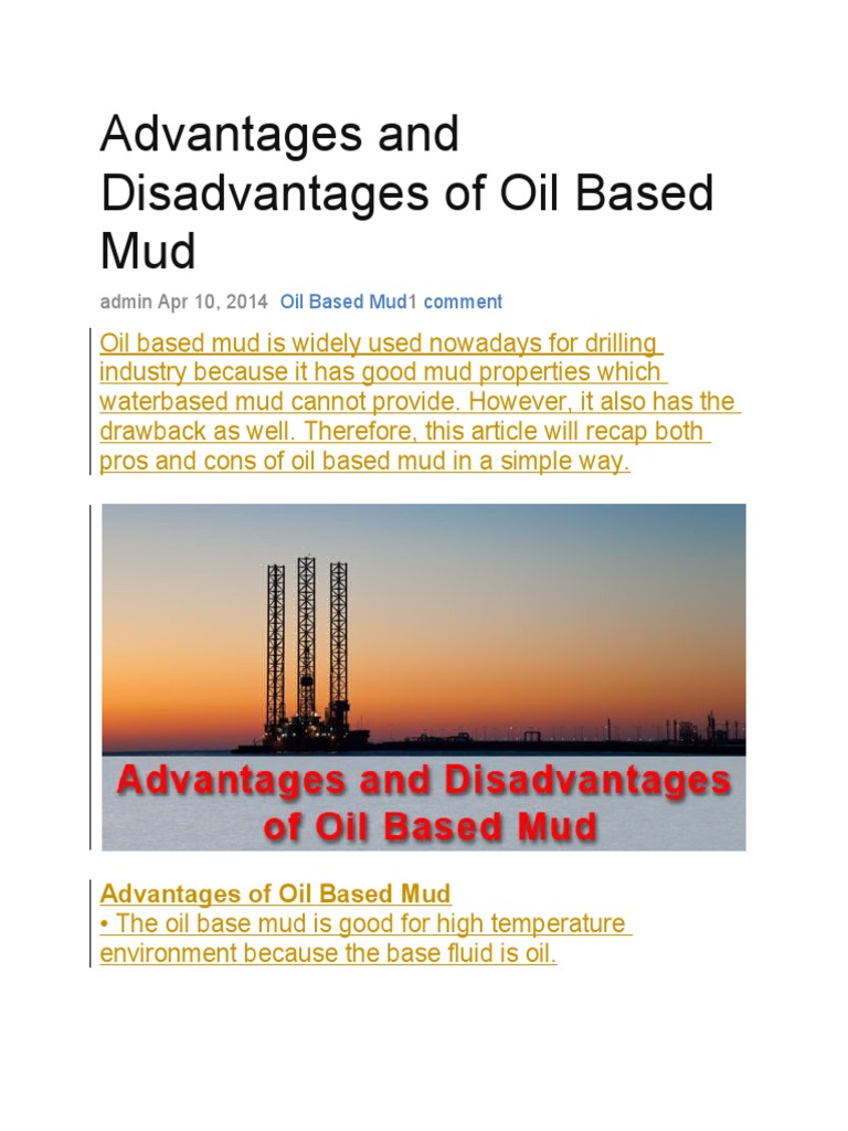 Adv and Dis of Oil Based Muds PDF