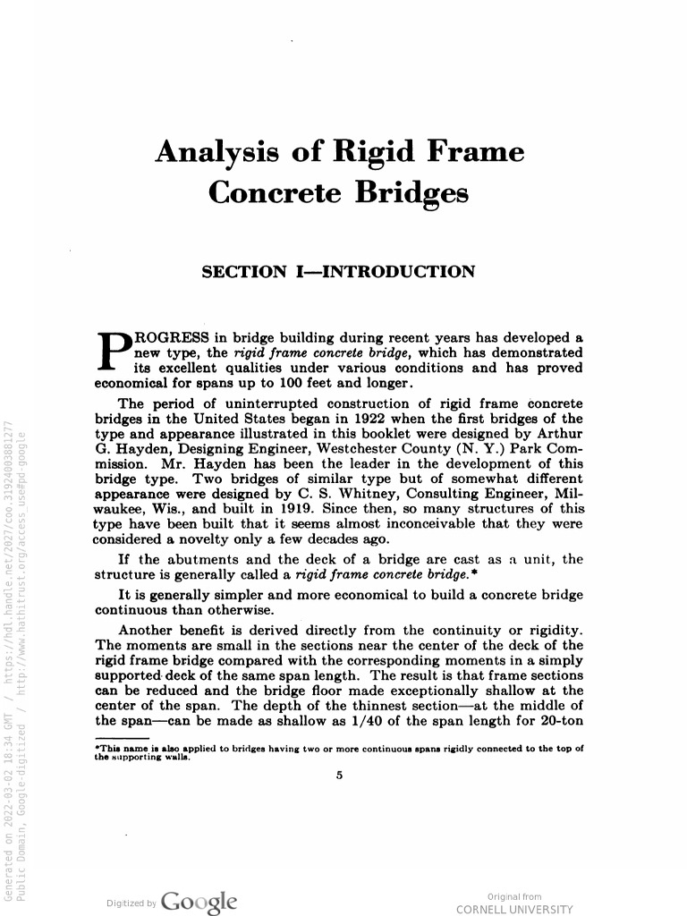 Rigid Frame Concrete Bridge Overview | PDF | Technology & Engineering