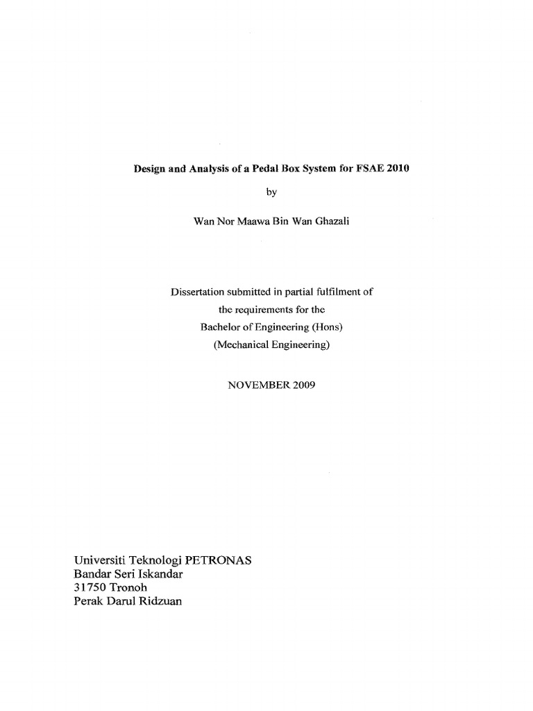 FSAE 2010 Pedal Box Design Analysis | PDF | Throttle | Vehicle Technology