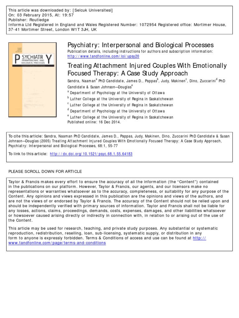 Treating Attachment Injuries in Couples Comparing the Resolution