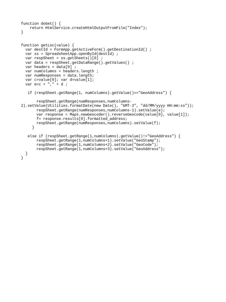 Google Apps Script for Geolocation | PDF | Computers | Technology ...