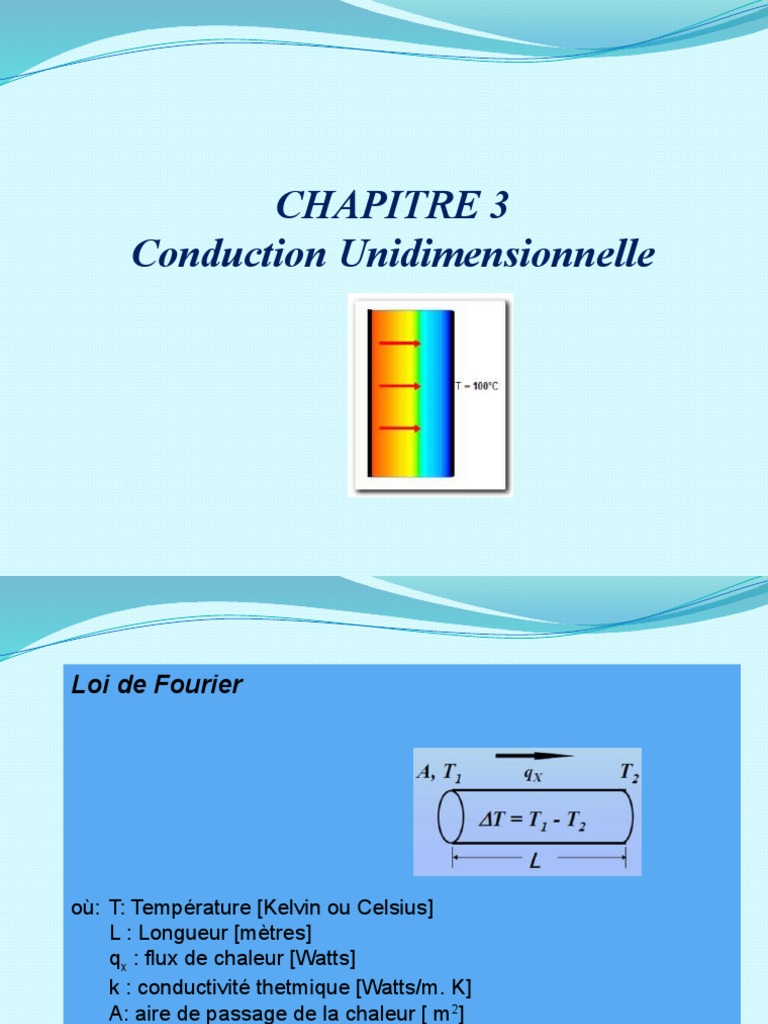 Conduction Thermique et Loi de Fourier PDF Conduction thermique — free download