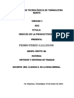 Pedro Perez Gallegos: Universidad Tecnológica de Tamaulipas Norte Unidad I AA2 Titulo: Indices de La Productividad