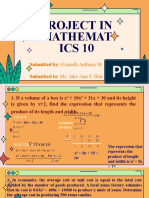 Project in Mathemat ICS 10: Submitted By: Kenneth Anthony M. Roque Submitted To: Ms. Julie Ann S. Blas