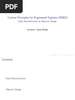 Control Principles For Engineered Systems 5SMC0: State Reconstruction & Observer Design