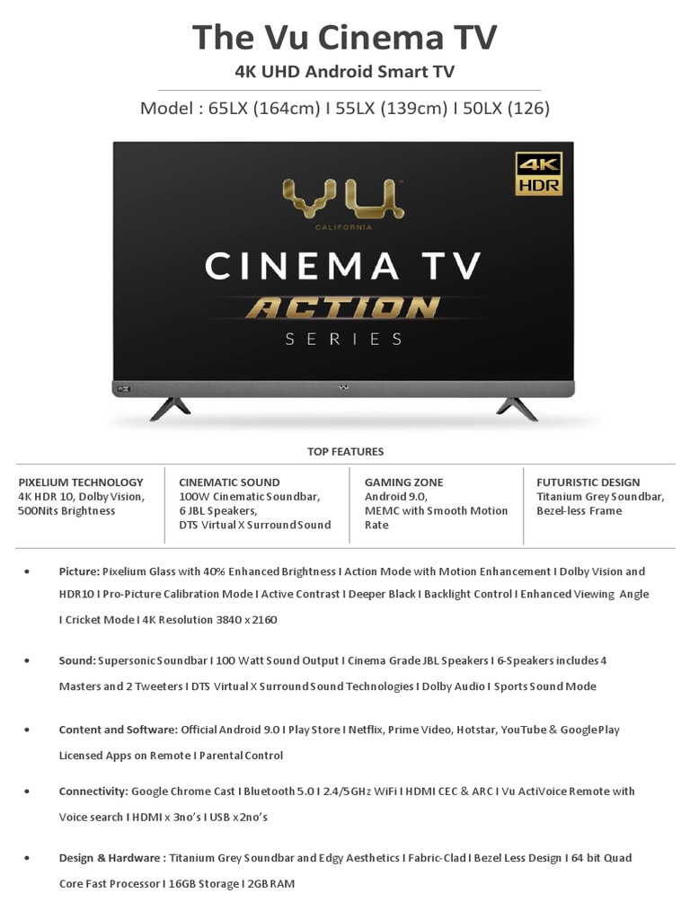 The Vu Cinema TV Model 65LX (164cm) I 55LX (139cm) I 50LX PDF