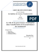 Le Rôle de La Gouvernance D'entreprise Dans L'amélioration de La Performance Des Institutions