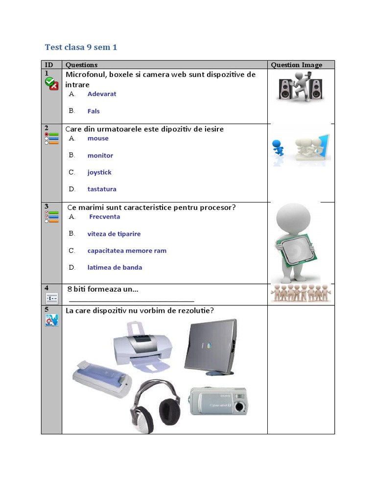 Test Clasa 9 Sem 1 | PDF