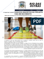 Jornal Oficial Rio Das Ostras: Prefeitura Convoca Inscritos No Projeto Vida em Movimento