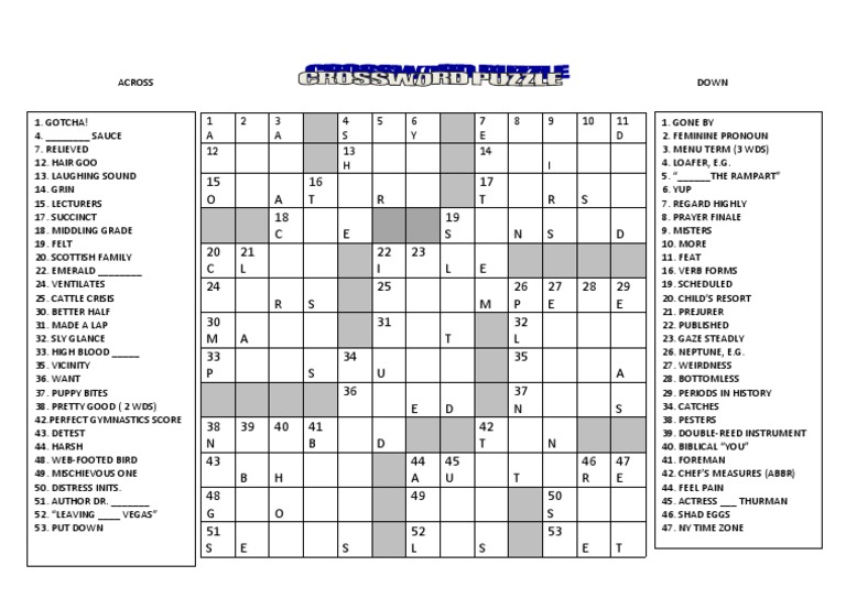 Crossword Puzzle Clues and Answers | PDF | Languages | Syntax