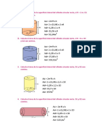 Calcula El Área de La Superficie Lateral Del Cilindro Circular Recto