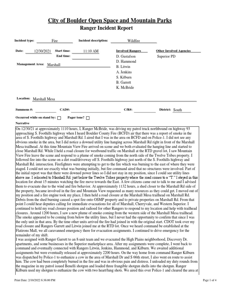 Marshall Fire Ranger Report 12.30.21 Page 1 | PDF