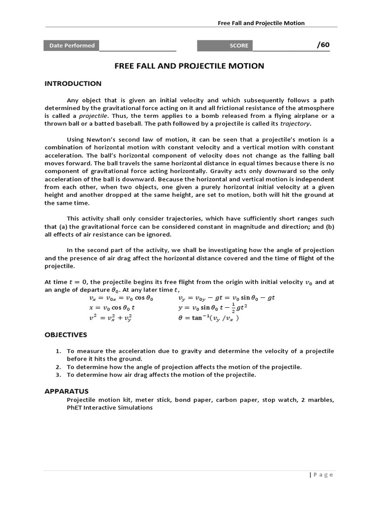 Free Fall Projectile Motion | PDF | Quantity | Change