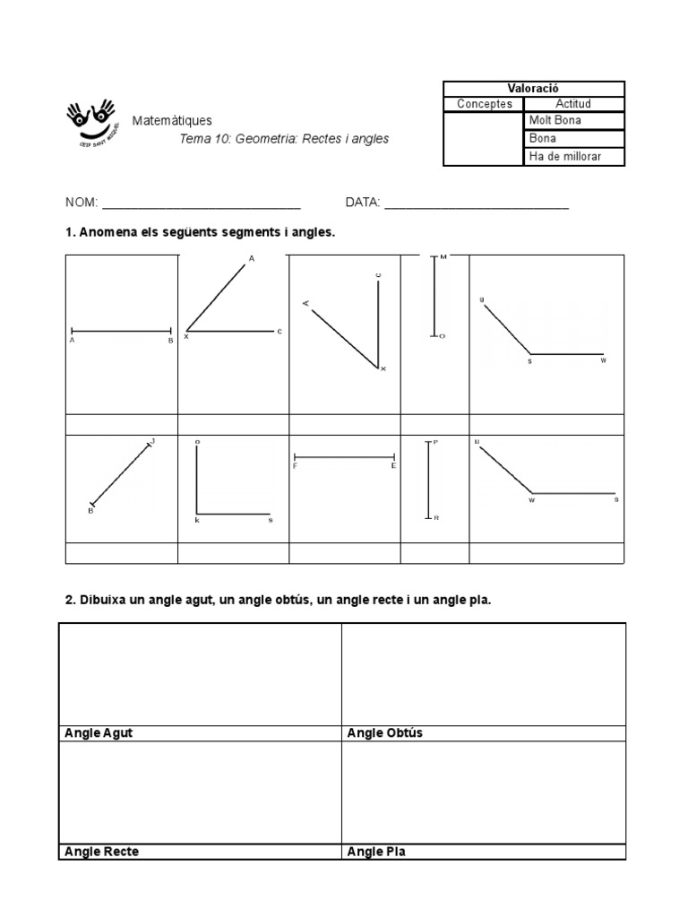 Tema 10. Geometria: Rectes i angles.