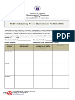 Department of Education: M&E Form 2: Learning Process Observation and Facilitation Skills