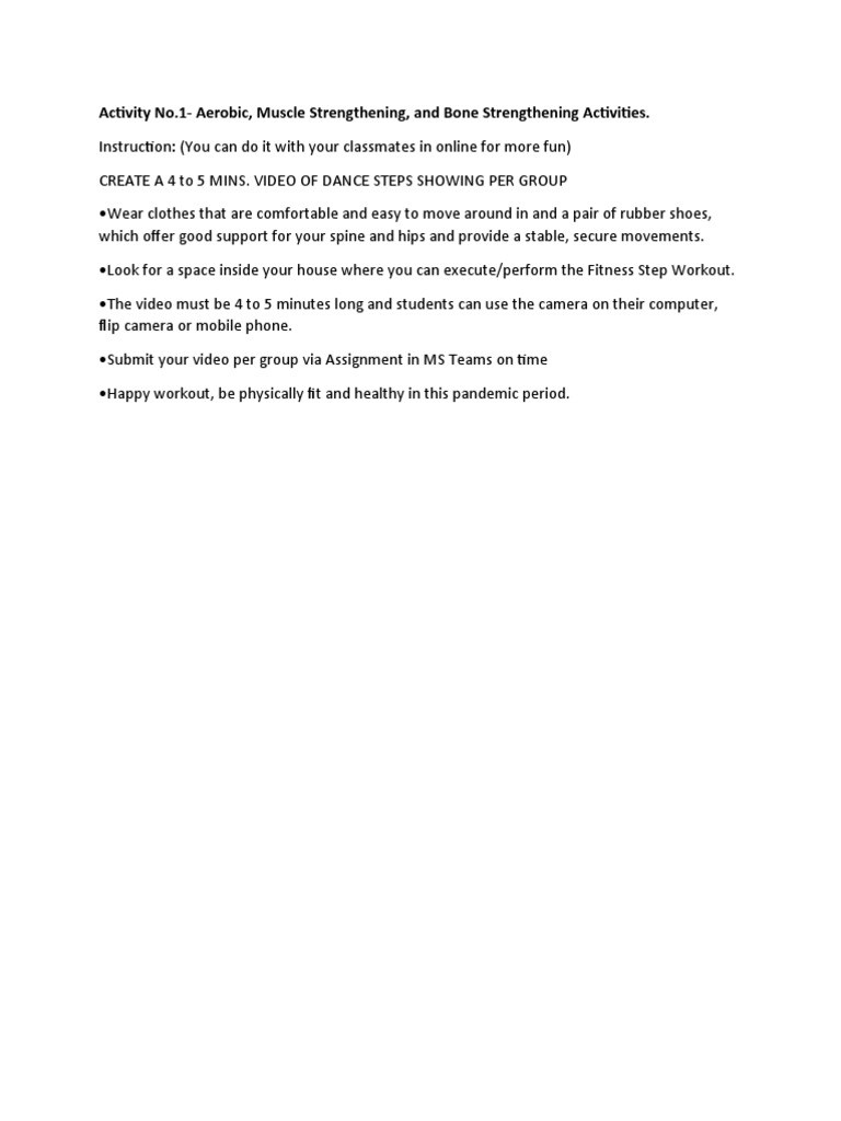 Activity No 1 Aerobic, Bone - Muscles Strengthening Activities | PDF