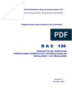 RAC 135 - Requisitos de Operación - Operación Nacionales e Internacionales Regulares y No Regulares