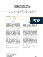 Porras, R. Percepciones Ambient Ales de Los Universitarios