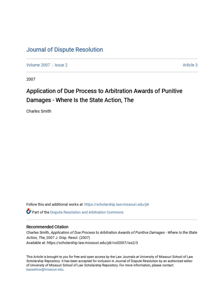 Smith - Application of Due Process | PDF | Arbitration | Fourteenth ...