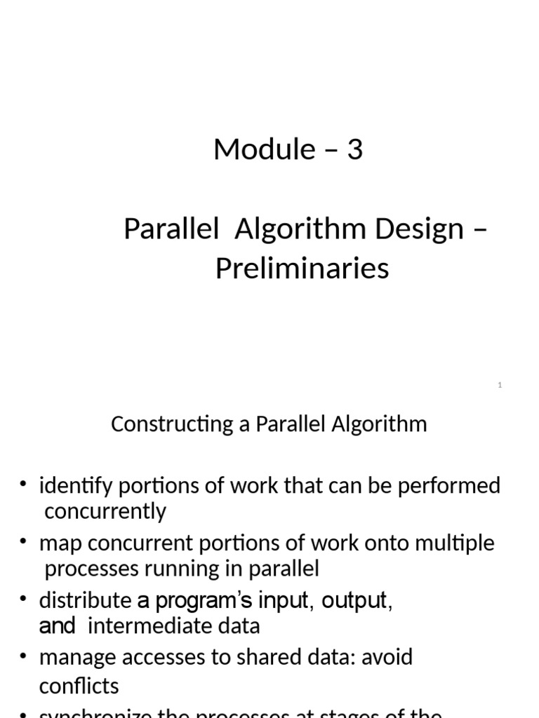 Module - 3 Parallel Algorithm Design - Preliminaries | PDF | Parallel ...