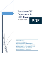 Function of IT Department in CBS Environment.: ITT Project Report