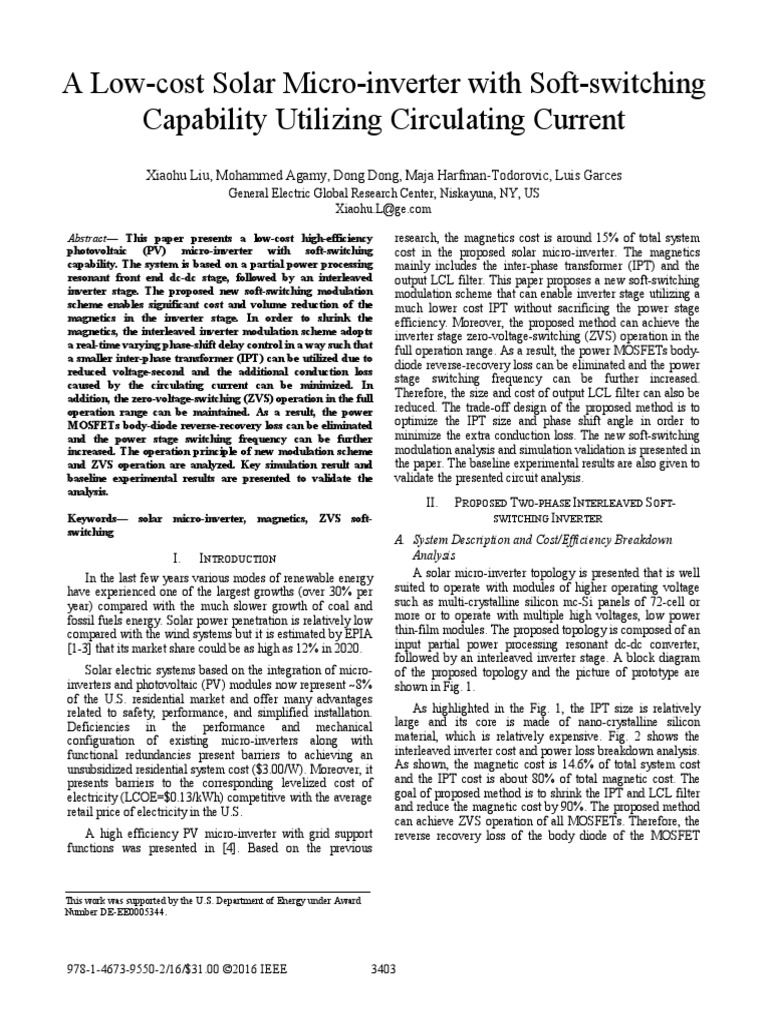 A Low-Cost Solar Micro-Inverter With Soft-Switching | PDF | Power ...