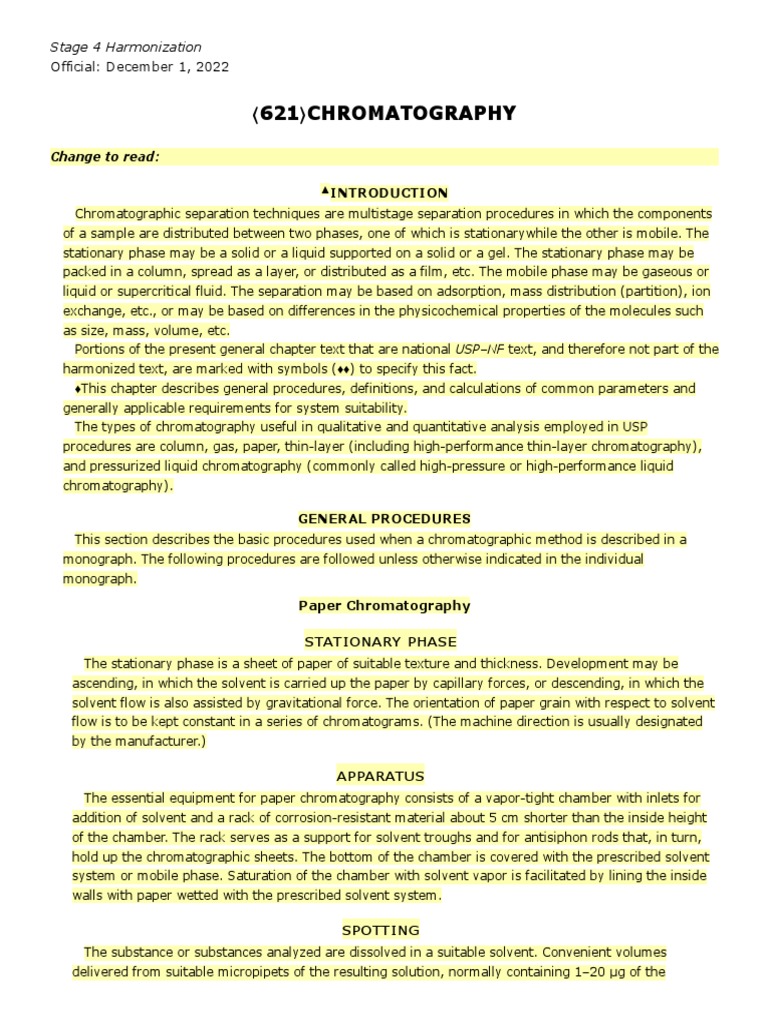 Usp GC 621 Dec 2022 PDF Chromatography Gas Chromatography