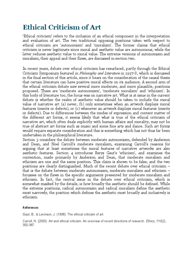 Ethical Criticism of Art | PDF | Aesthetics | Narrative