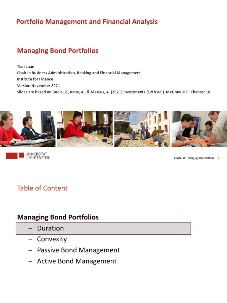 Portfolio Management and Financial Analysis Chapter 16 Managing Bond