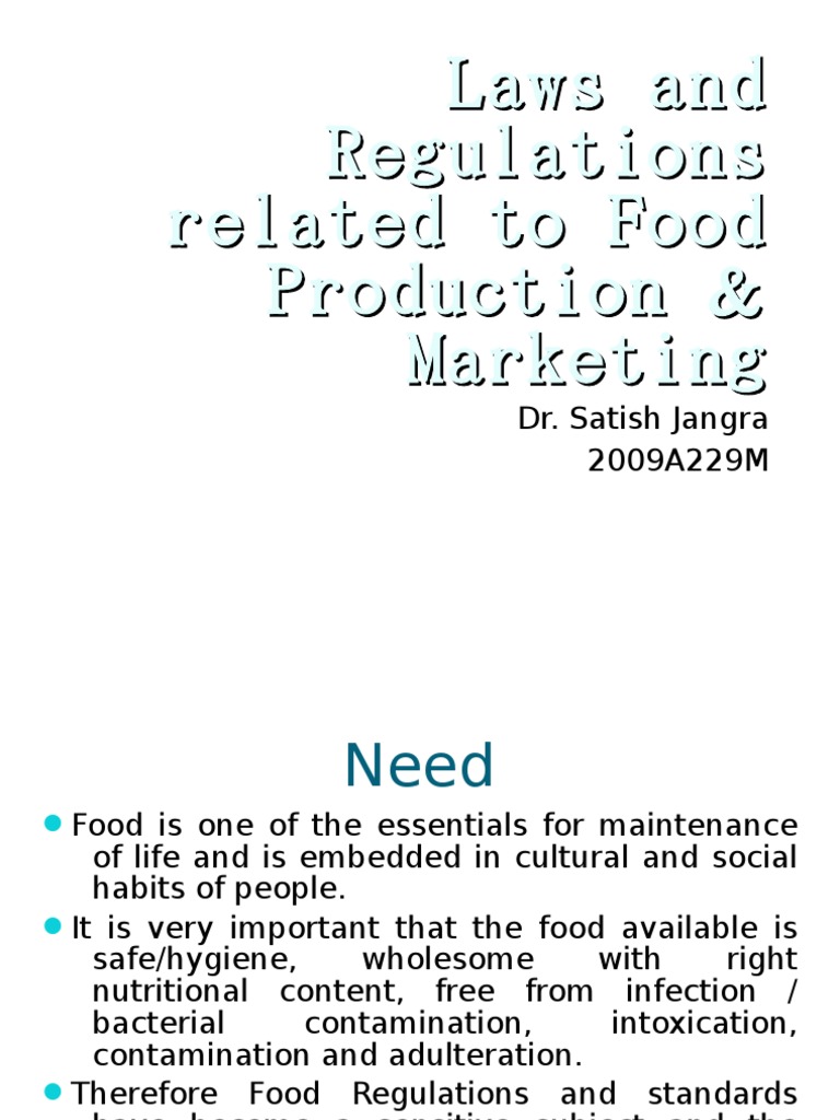 Laws and Regulation Related To Food PDF Foods Iso 9000