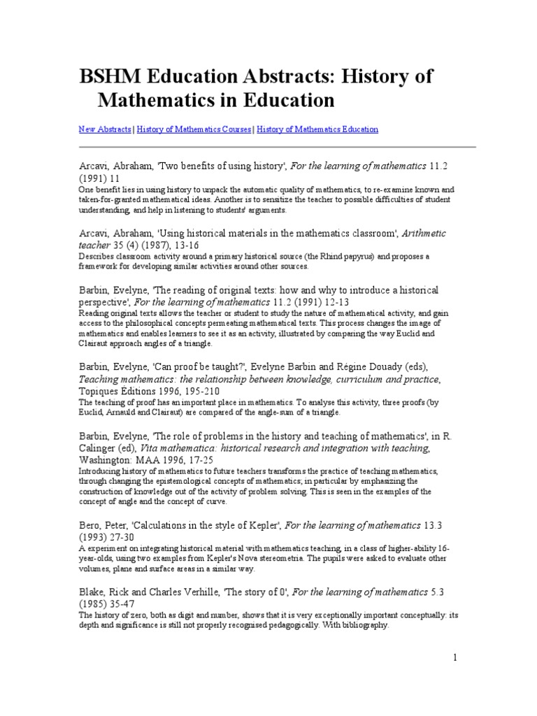 History of Mathematics in Education | PDF | Teaching Mathematics | Geometry
