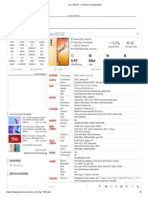 Vivo V23 5G - Full Phone Specifications, PDF