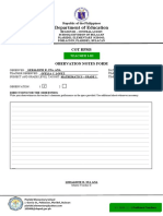 COT RPMS Observation Notes Form T I III