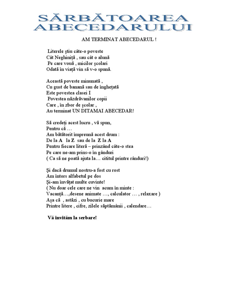 Am Terminat Abecedarul | PDF