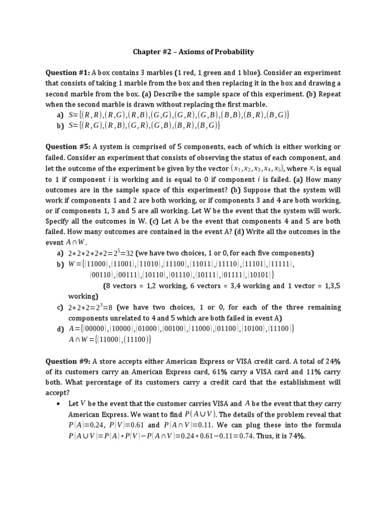 Chapter #2 - Axioms of Probability | PDF | Experiment | Probability