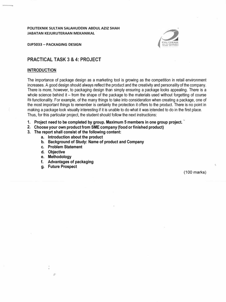 Practical Task 3 & 4: Project: Djp5033 - Packaging Design | PDF