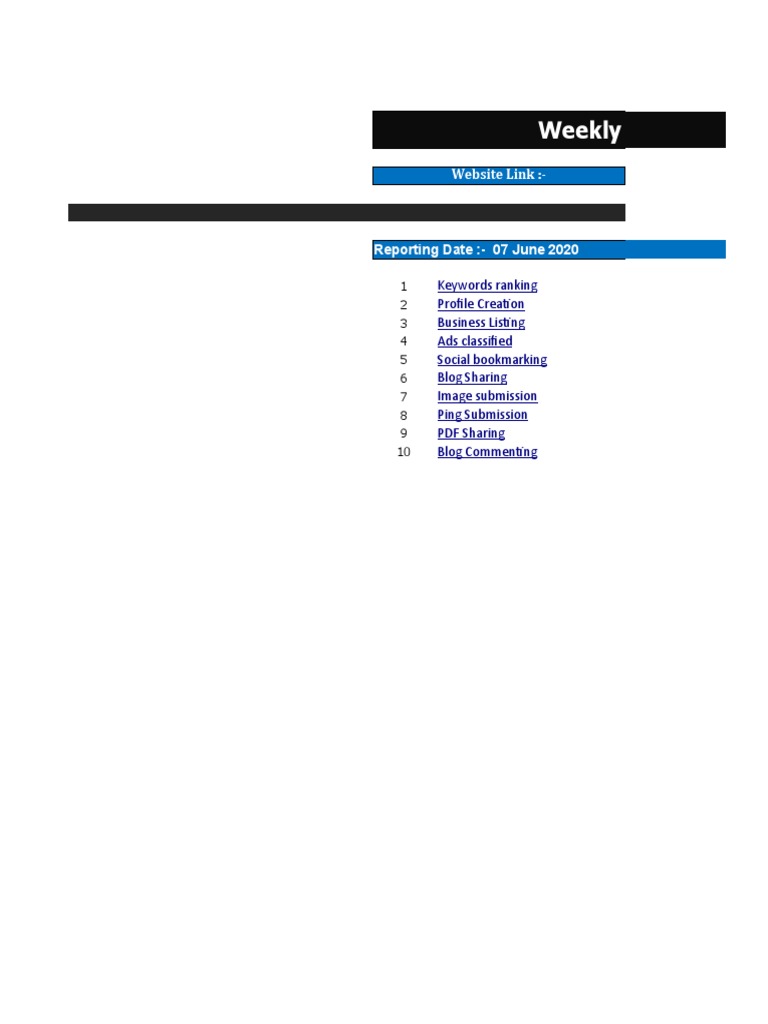 Weekly SEO Progress Report Summary | PDF | Search Engine Optimization ...