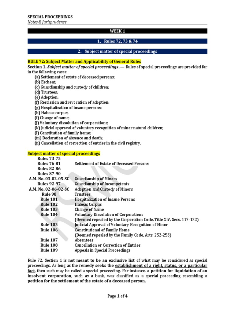 Specpro Notes RSM | PDF | Probate | Annulment