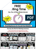 Free Telling Time: One, Five, & Fifteen Minute Intervals