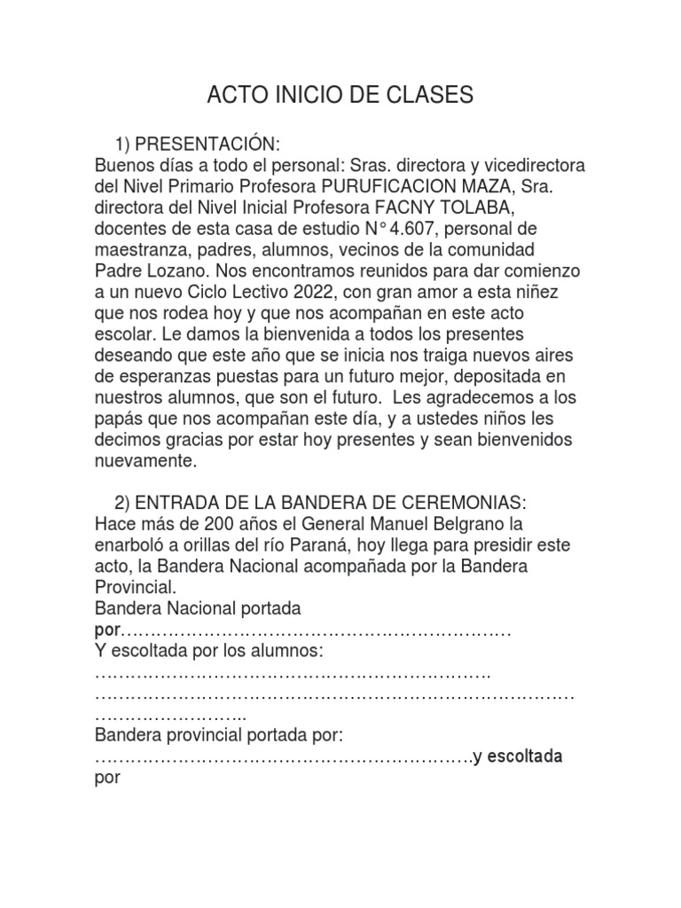 Acto Inicio de Clases | PDF