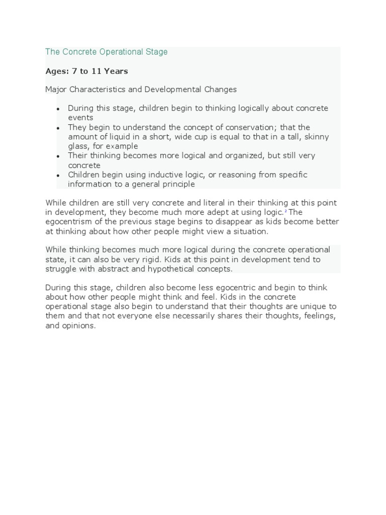 The Concrete Operational Stage PDF