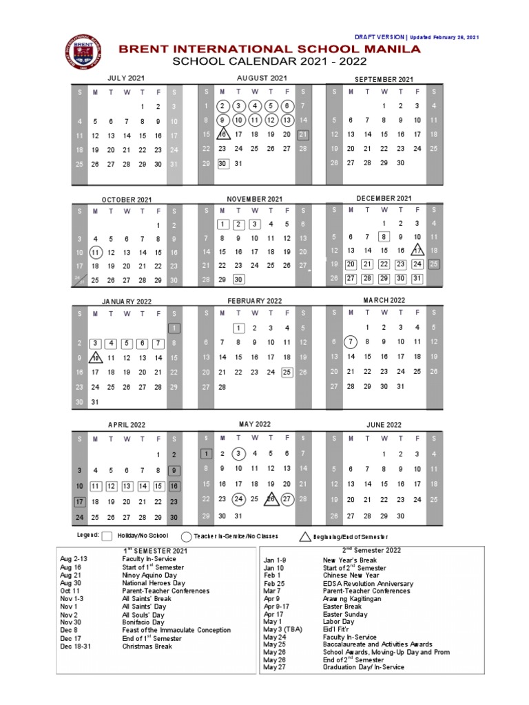 School Calendar 2021 2022 PDF Academic Term Traditions