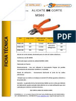 Ficha Tecnica - Alicate Corte Diagonal MS 60