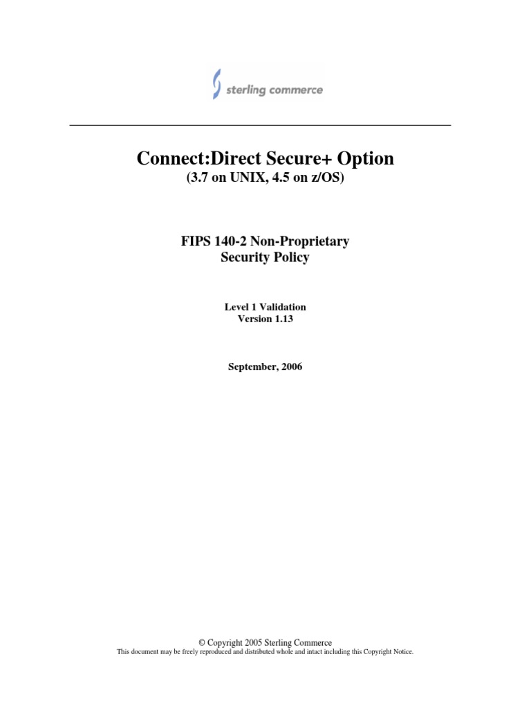 Connect:Direct Secure+ Option: (3.7 On UNIX, 4.5 On z/OS) | PDF ...