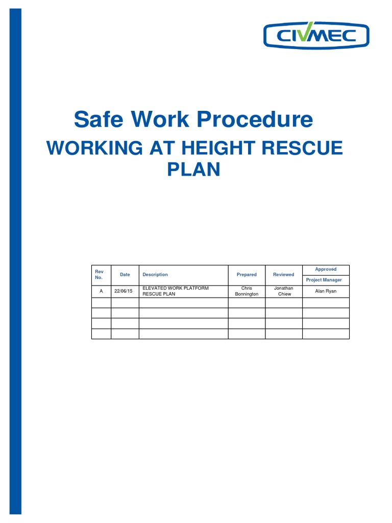 Working at Height Rescue Plan Guide | PDF | Emergency | Emergency ...