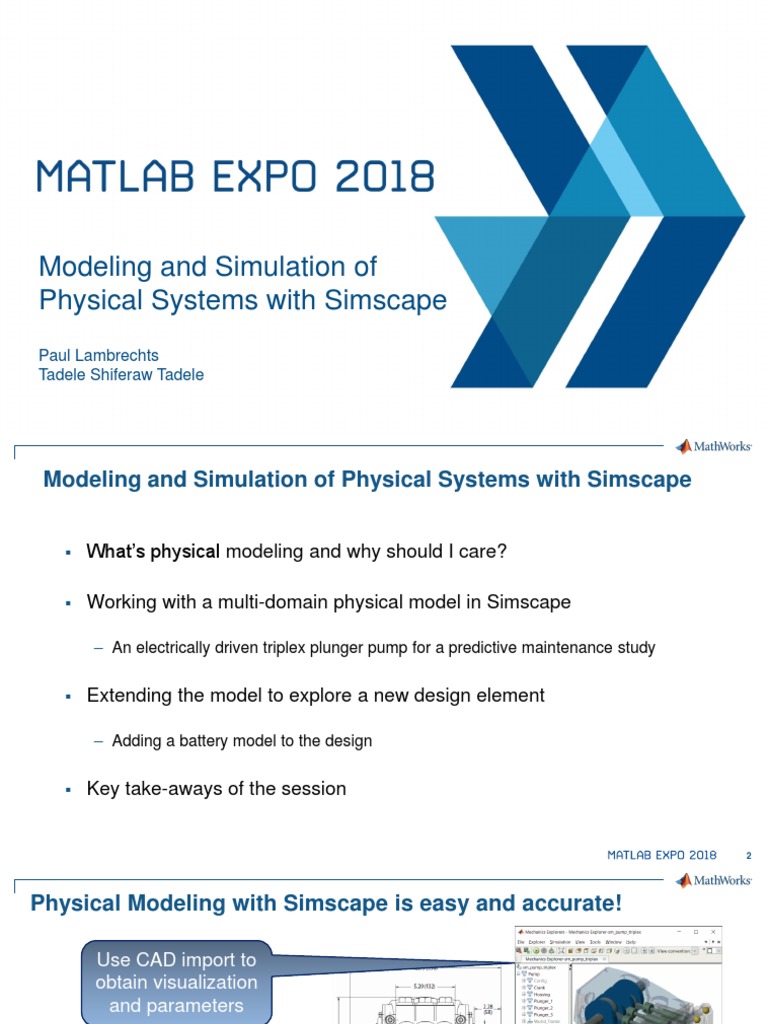 Modeling And Simulation Of Physical Systems With Simscape Pdf Pump
